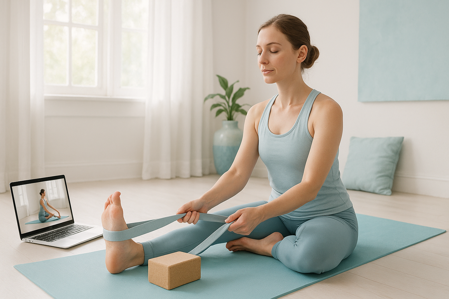 Can you use the same image without the therapy balls but with a yoga block and a yoga strap